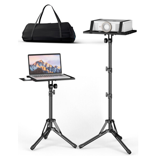 Adjustable Projector Tripod Stand with Mouse Tray, Foldable Laptop Tripod for Home Office Stage