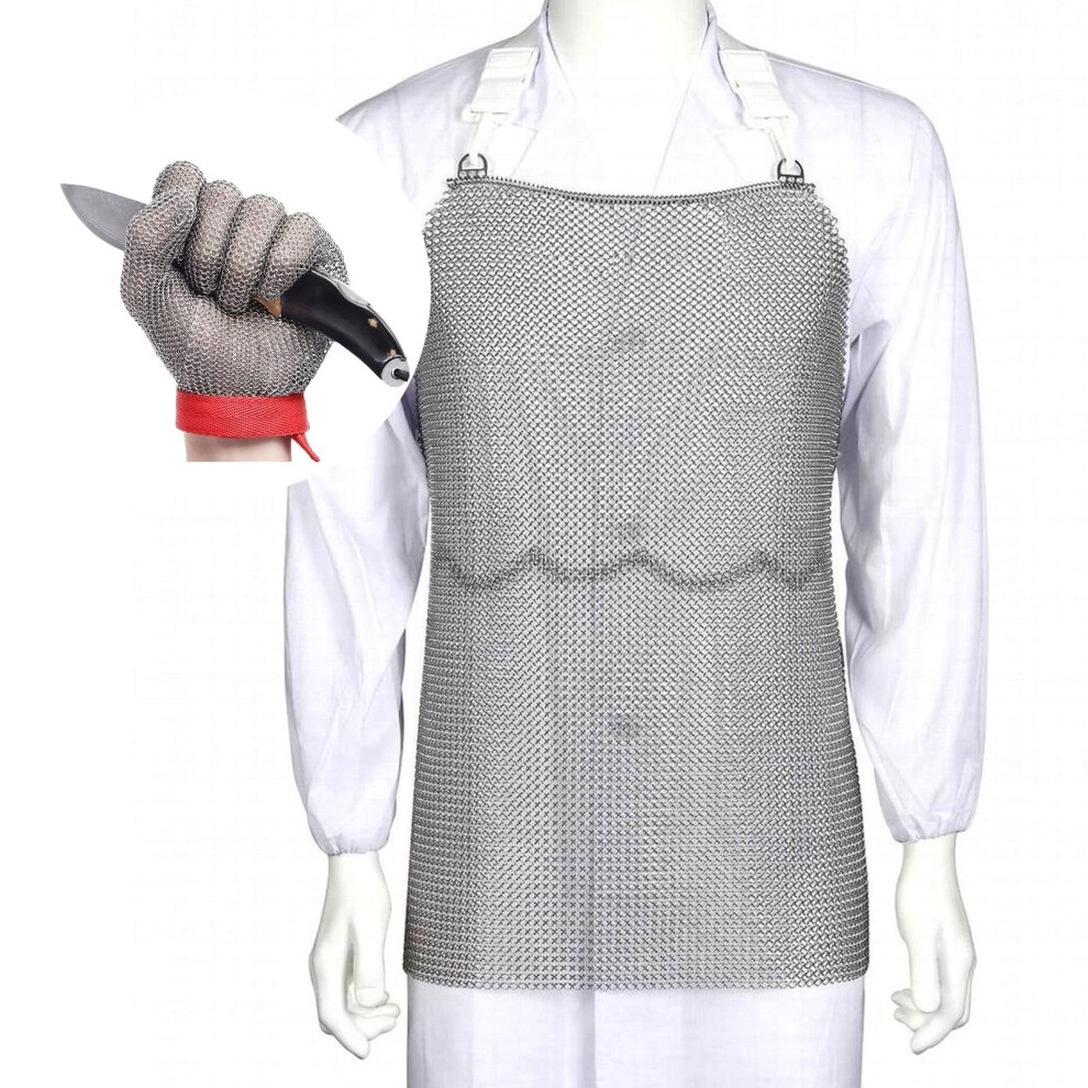 Cut Resistant Stainless Steel Mesh Apron 55X70cm With Adjustable Straps For Meat Processing And Slaughterhouse 9092120316537