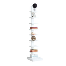 Modern White Freestanding Bookshelf for Small Spaces, SpaceSaving Wood Shelves with Stable Structure