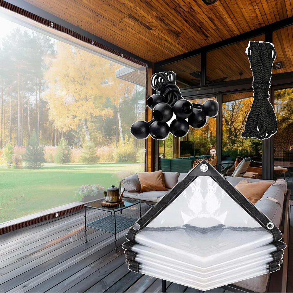 7X14 Ft Heavy Duty Clear Vinyl Tarp Waterproof Tarpaulin For Patio Enclosure And Outdoor Furniture 9073542835868