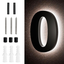 5'' LED House Numbers for Outside 0 – Backlit Stainless Steel Lighted Address Numbers with Modern Weatherproof Finish