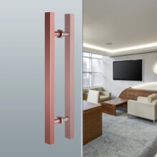 Rose Gold Stainless Steel Door Pull Handle 60cm for Glass and Wood Doors, Polished Finish, Easy Install