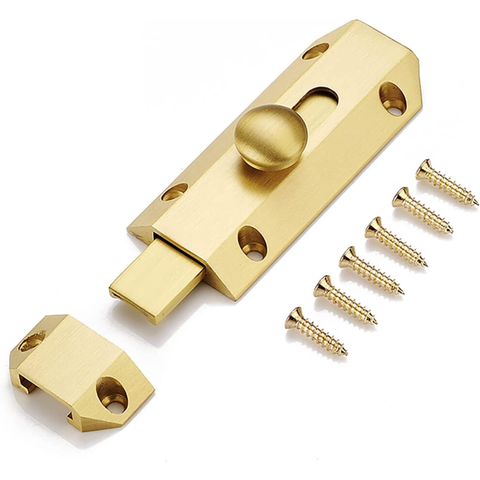 Solid Brass Door Bolt Lock, Heavy Duty Copper Slide Latch With Allcopper Construction, Antique Finish 9771547691730