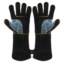 16 Inch Heat Resistant Leather Welding Gloves for BBQ, Fireplace, and Animal Handling