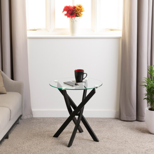 Seconique Sheldon Side Table - Clear Glass/Black