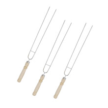 3 Pcs U Shape Stainless Steel BBQ Skewers with Wooden Handle, Reusable Grill Skewers Set for Outdoor Camping