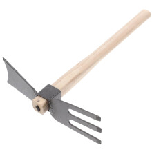 Garden Hoe with Durable Iron Head and Ergonomic Wooden Handle for Easy Soil Aeration and Weeding
