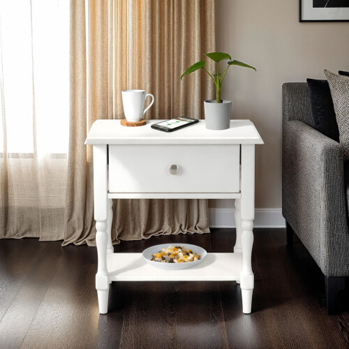 Seconique Stratford 1 Drawer Side Table - White
