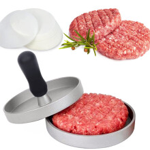 Cast Iron Burger Press with 100 Wax Papers, Nonstick Hamburger Patty Maker for BBQ Grill and Outdoor Cooking