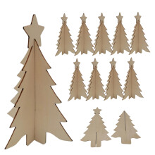 Wooden Christmas Ornaments Set 10Pcs Unfinished Wood Decorations for DIY Crafts Kids and Adults