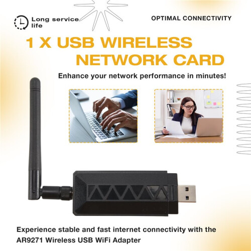 AR9271 Wireless USB WiFi Adapter 2.4G/150Mbps for Linux, Kali, Ubuntu,for Raspberry Pi, PC, Laptop Network Enhancement B 2