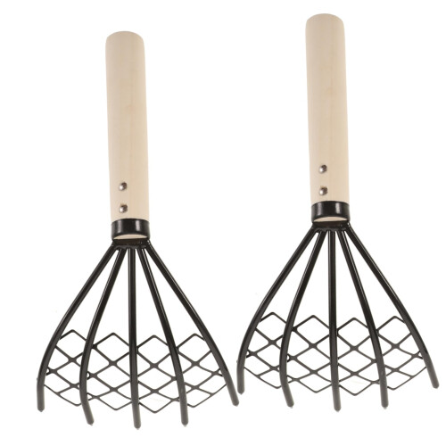 2pcs Clam Rake and Digging Tool with Ergonomic Wooden Handle, Durable Claw Design for Beach Shellfish