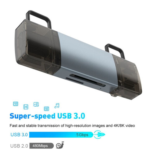 USB3.0 USB-C Card Reader Adapter SD4.0+TF4.0 Memory Card Reader OTG Adapter High-Speed Transmission Accessories 2