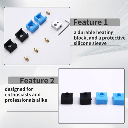 3D Printer Upgrade Kit Nozzles, Heating Block, Silicone Sleeve Complete Accessories Set MK8 Kit 1