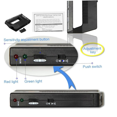 Wpp123 Stud Finder Wall Scanner Sensitivity Detector with Adjustable Alarm MultiMode Scan Black 2pc 2