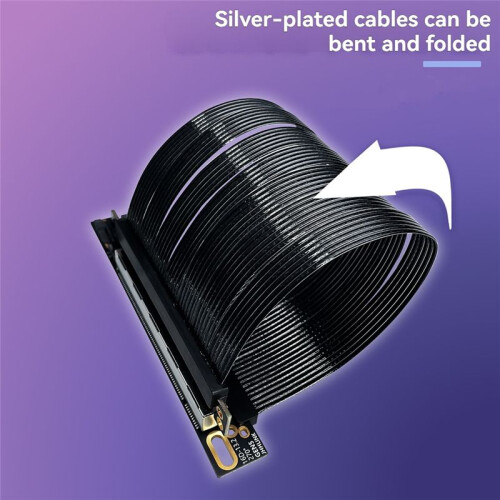 PCIe 5.0 X16 Riser Cable for  H1 270Reverse Right Angle Silver Plated Cable GEN 5/4 64GB/S GPU Extension Cable 20CM 2