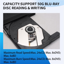 External Blu-Ray DVD Drive BD/DVD/CD -/+RW Optical Drives for Laptop Desktop Burner Player Compatible for Windows MacOS
