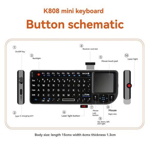 Handheld 2.4G  Wireless Keyboard with RF Touchpad Mouse for  TV Box PC Tablet 2