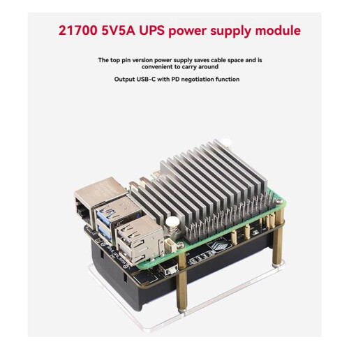 For Raspberry Pi 5 UPS Power Module with PD Negotiation Efficient for 21700 Enhanced Performance A 2