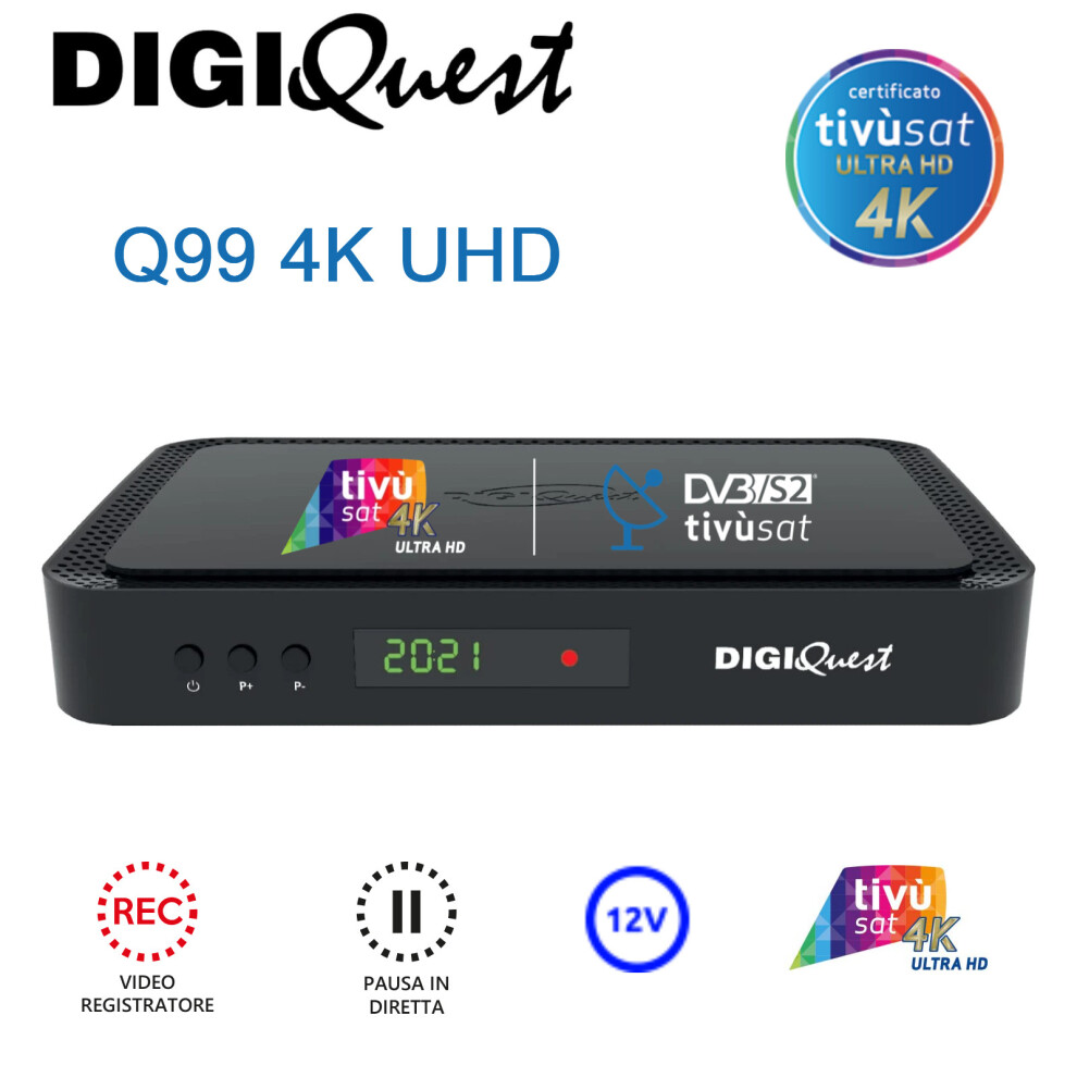 Digiquest Q99 4K Uhd Tivã¹Sat Receiver Activated Card Italian Tv Plug & Play 8032622981605