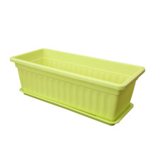 Large Yellow Plastic Planter Box with Removable Water Tray, Balcony Flower Pot for Herbs and Vegetables