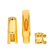 Gold Brass Alto Saxophone Mouthpiece with Replaceable Tooth Pad, Clear Tone Projection, Durable Design