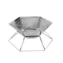 Portable Charcoal Grill Stainless Steel Folding BBQ Grill with Skewers for Outdoor Camping Cooking