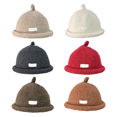 Stall Knit Worker Hat Beret Adjustable Casual Rolled Cuff-Khaki 1