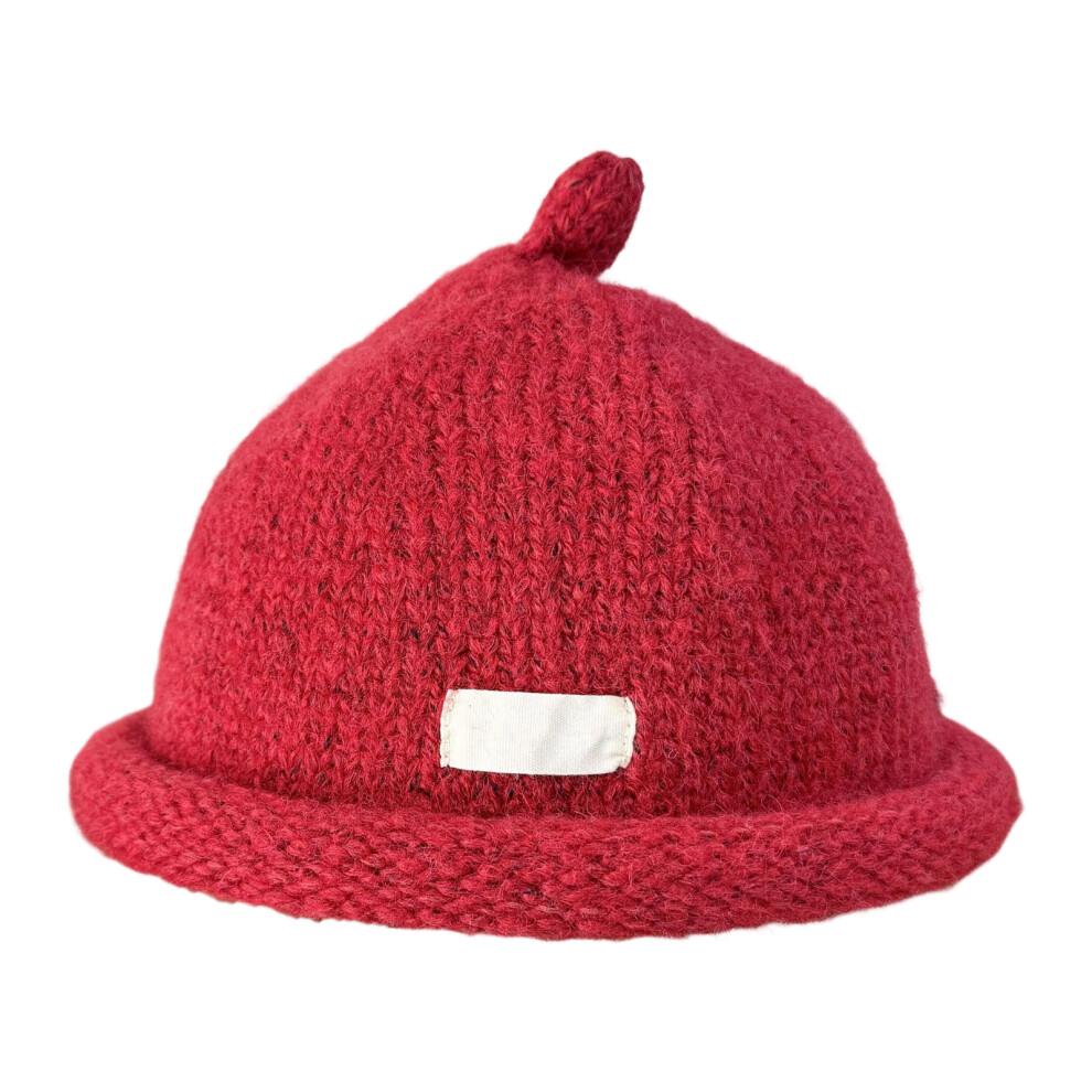 Rolled-Cuff Harbour Hat Docker Cap Brimless Skull Hat- Red