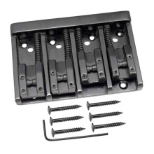 4 String Hardtail Bass Bridge Black Electric Bass Bridge Replacement with Adjustable Saddles and Enhanced Tone Sustain