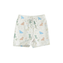 (18-24 Months, Creamy White) Pantalones cortos de baño para niños, cintura elástica y estampado de dinosaurios, verano