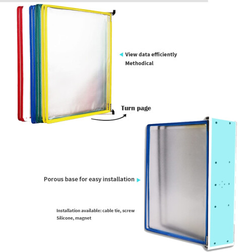 Wall Mounted Display Folder with 10 DoubleSided A4 Pockets, ColorCoded Document Holder for Quick Access 1