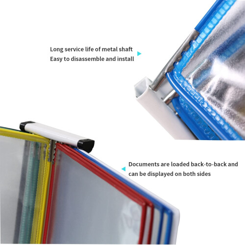 Wall Mounted Display Folder with 10 DoubleSided A4 Pockets, ColorCoded Document Holder for Quick Access 2