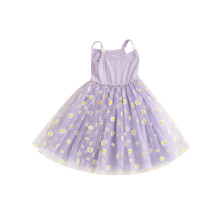 (9-12 Months, Purple) Robe d'été pour bébé fille, imprimé marguerites, en tulle, parfaite pour une fête à la plage. Vêtements mignons.