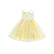 (18-24 Months, Yellow) Robe d'été pour bébé fille, imprimé marguerites, en tulle, parfaite pour une fête à la plage. Vêtements mignons.