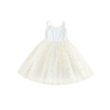 (12-18 Months, White) Robe d'été pour bébé fille, imprimé marguerites, en tulle, parfaite pour une fête à la plage. Vêtements mignons.