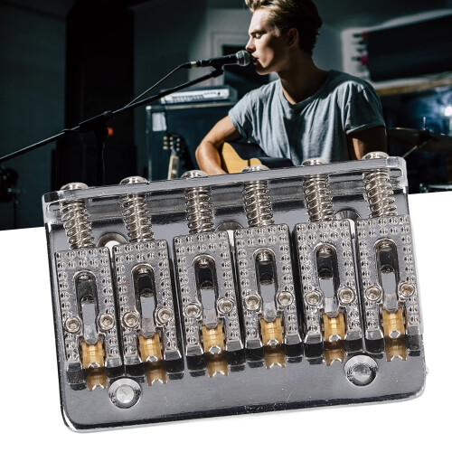 Electric Guitar Bridge 6 String Hardtail with Precise Intonation Control and Adjustable String Height – Chrome Fixed Replacement 2