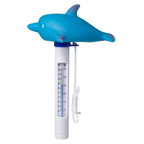 Floating Pool Thermometer Dolphin Design Shatter Resistant with String for Swimming Pools and Spas