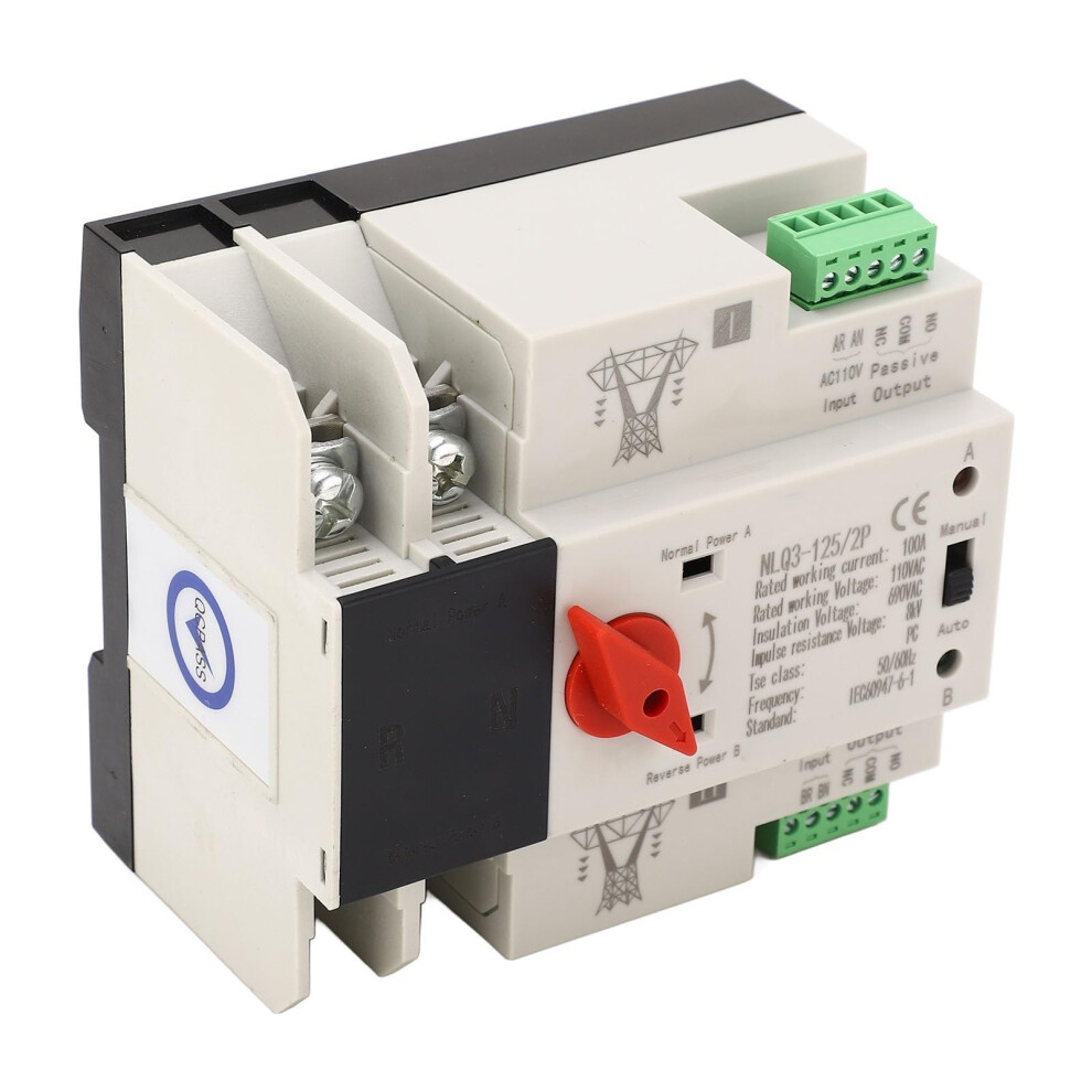 Automatic Transfer Switch 110V 100A Dual Power Generator Changeover Switch Din Rail For Home Backup 9771547693765