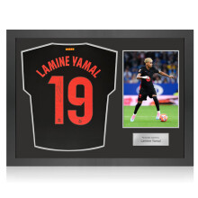 Lamine Yamal Signed 2024-25 Barcelona Away Football Shirt. Icon Frame
