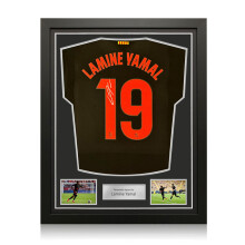 Lamine Yamal Signed 2024-25 Barcelona Away Football Shirt (Silver). Standard Frame