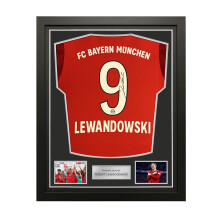 Robert Lewandowski Signed Original Bayern Munich 2018-19 Home Football Shirt. Standard Frame