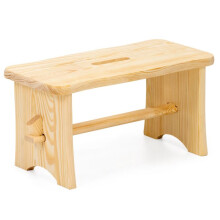 Pufe de madeira escada - SPRINGOS - WF0001 - pinho natural - não envernizado - 39x19x20 cm