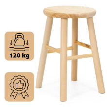 Banqueta de madeira - SPRINGOS - WF0003 - pinho natural - assento moldado - carga 120 kg
