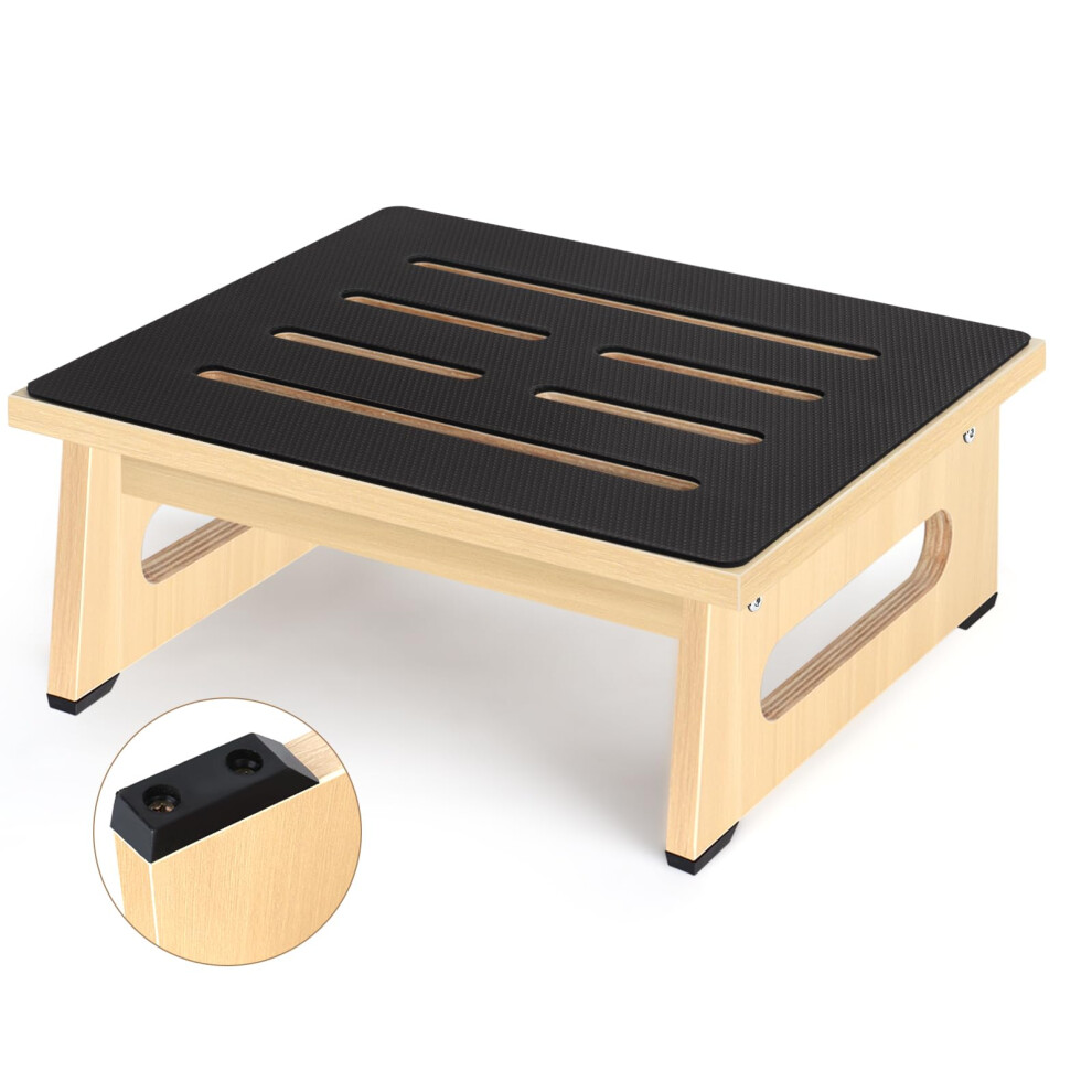Wood Step Stool for Adults, Bed Steps for  Beds 450lbs Capacity, NonSlip Surface and Handles for Seniors Bedroom