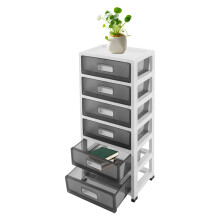 6 Drawer Plastic Drawer Organizer Rolling Storage Cart with Wheels for Office and Home Use