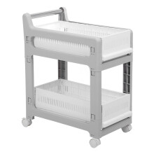 2 Tier Rolling Storage Cart with Wheels, Large Capacity Kitchen Utility Trolley for Bathroom Bedroom