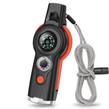 Emergency Survival Whistle with Keychain and Lanyard, Loud Signal Safety Tool for Camping, Hiking, Boating (Orange and Black)