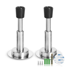 Stainless Steel Spring Door Stopper 2 Pcs Silver Noise Reduction Hydraulic Cushioning Wall Protector