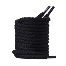Round Cotton Shoelaces 160cm Black Thick Durable Laces for Boots Sneakers and Canvas Shoes